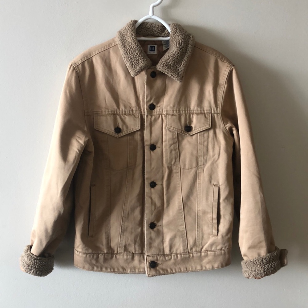 Sherpa edged tan jacket